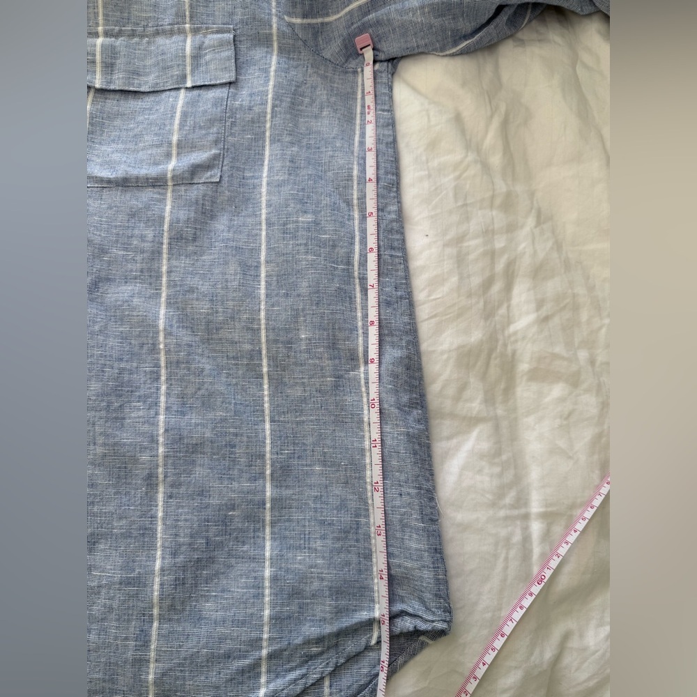 Ellen Tracy Striped Linen Coastal Preppy California Summer Top Size Large - Picture 9 of 9